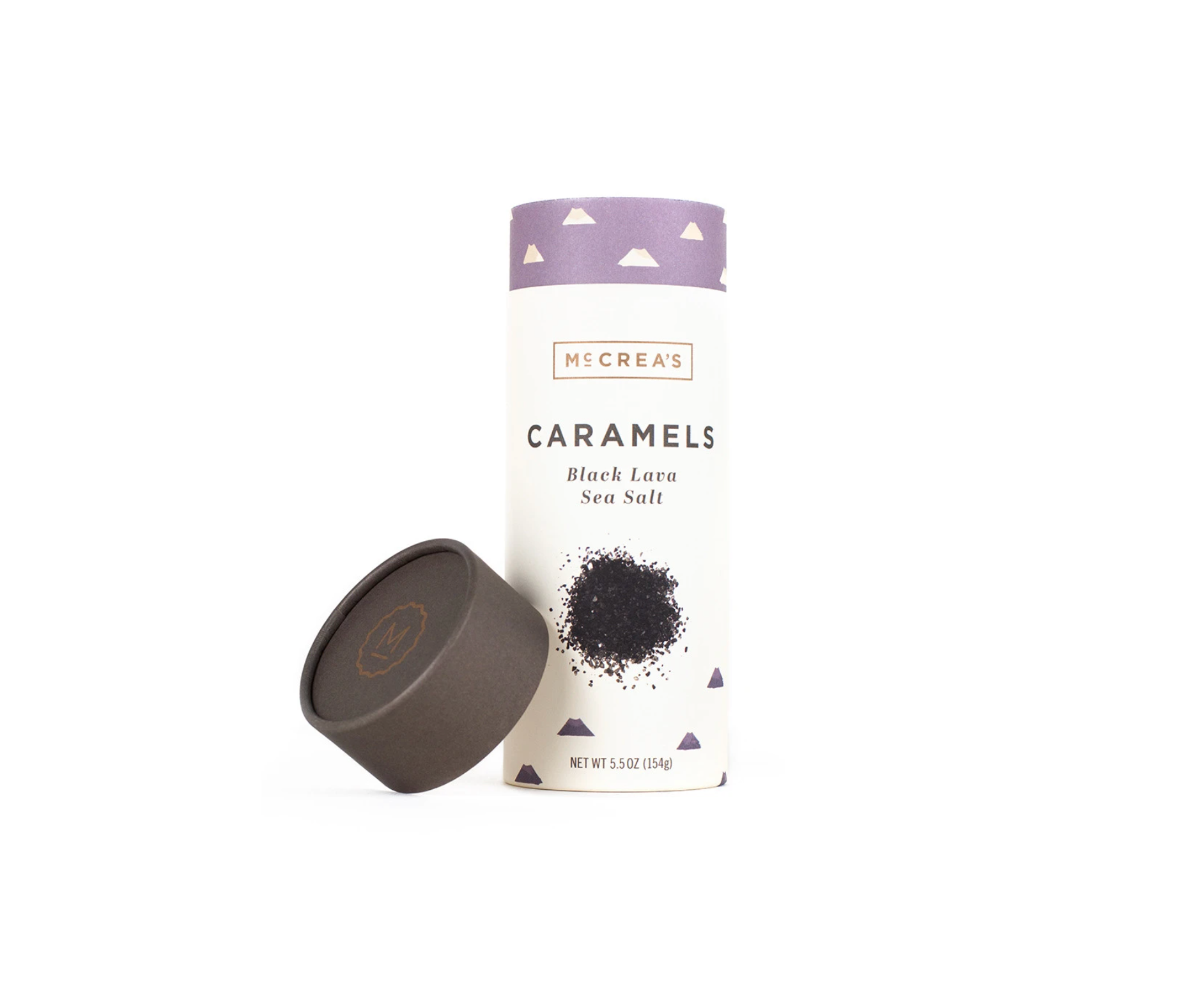 A 5.5oz tube of McCrea's Caramels with Black Lava Sea Salt, individually wrapped. Available at Be Charmed