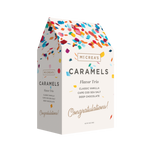 Mccrea's Caramels packaging with colorful confetti design on a white background. Available at Be Charmed