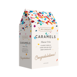 Mccrea's Caramels packaging with colorful confetti design on a white background. Available at Be Charmed