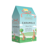 Mccrea's Caramels packaging with cartoon bunnies and a bow design on a white background. Available at Be Charmed
