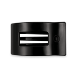 Medium Jet Black Flat Rectangle Hair Clip with bendable teeth, sleek and secure hold—available at Be Charmed.