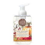 Foaming hand soap bottle with pumpkin design and Michel Design Works branding on a white background. Available at Be Charmed