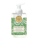 Michel Design Works Greenhouse foaming hand soap bottle on a white background. Available at Be Charmed