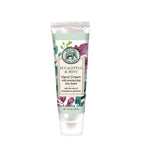 Hand cream tube with eucalyptus and mint scent on a white background. Available at Be Charmed