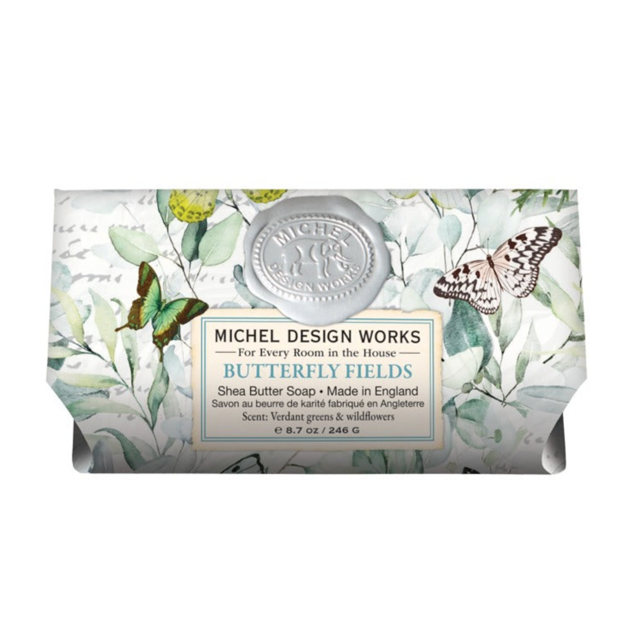 Michel Design Works Butterfly Fields large bar soap, available at Be Charmed.