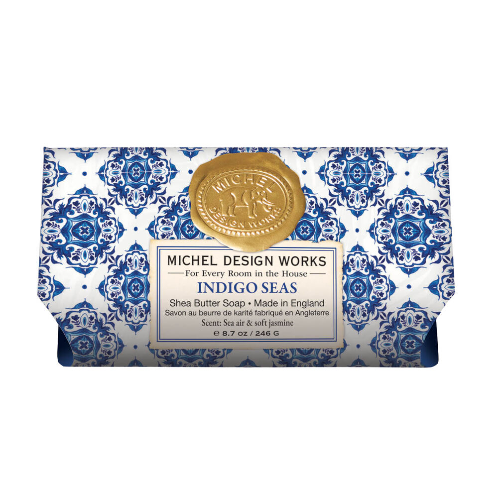Michel Design Works Indigo Seas large bar soap, available at Be Charmed.