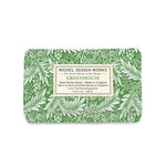 Green floral soap bar with 'Michel Design Works' label on a white background. Available at Be Charmed