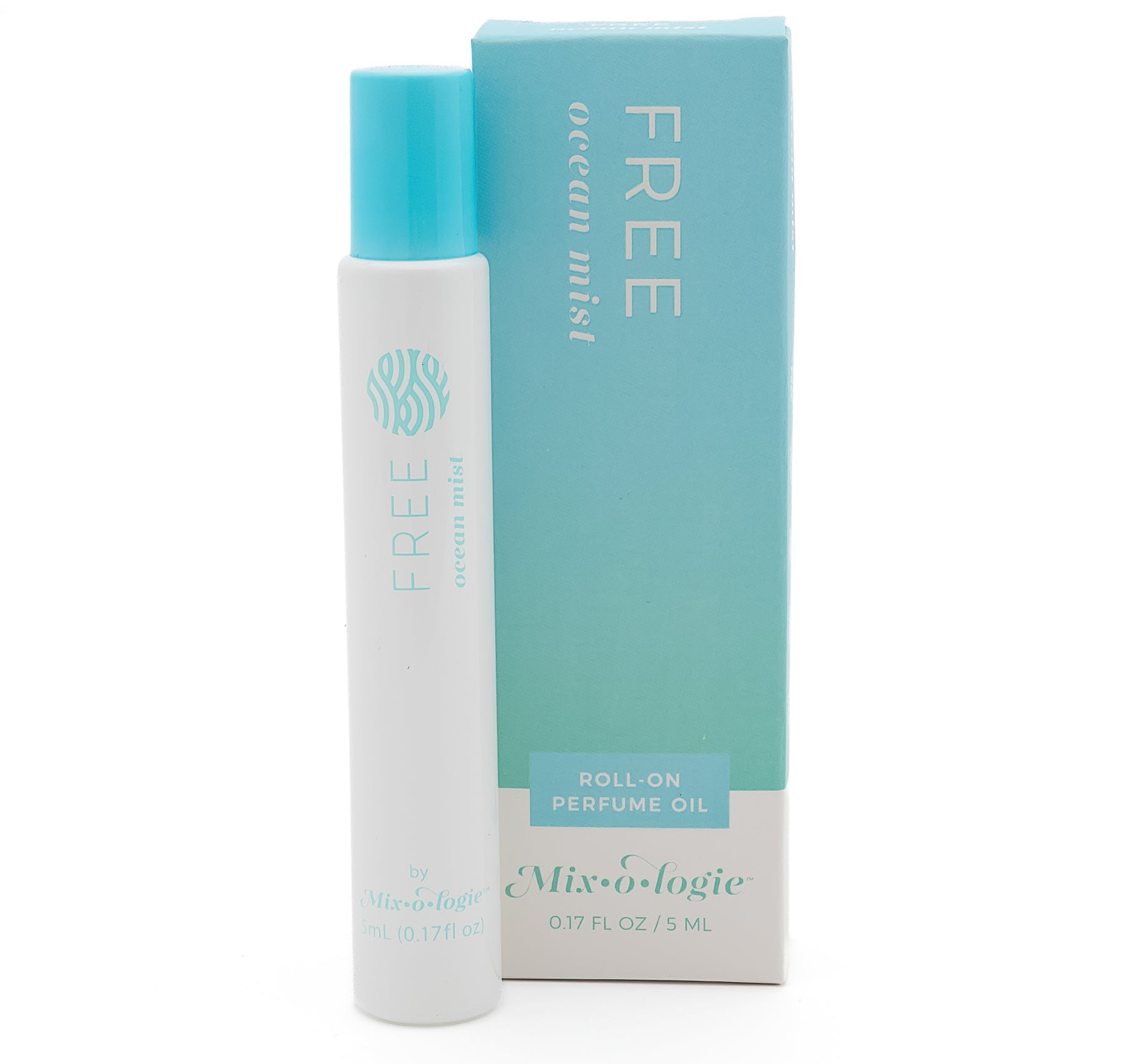 Free (Ocean Mist) Roll-on perfume oil with packaging on a white background. Be Charmed