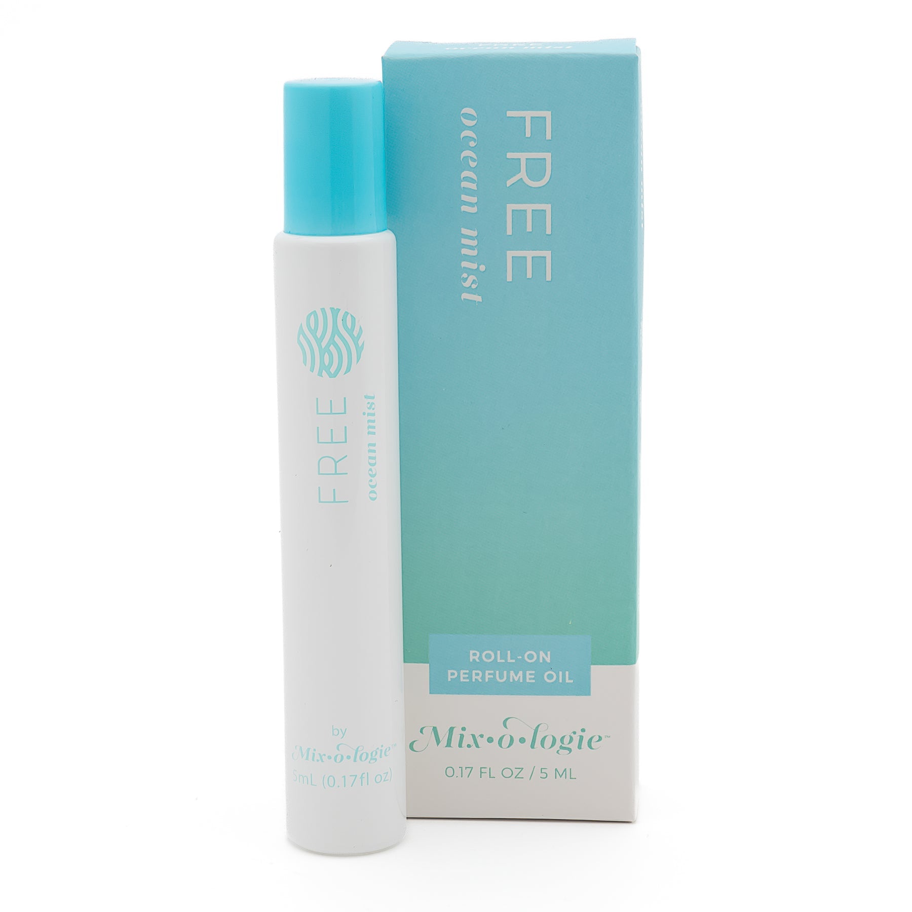 Free (Ocean Mist) Roll-on perfume oil with packaging on a white background. Be Charmed