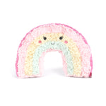 Pastel rainbow-shaped plush toy with a white background. Available at Be Charmed