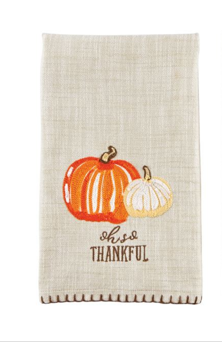 Mud Pie - Embroidered Pumpkin Towel - Thankful