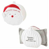 Mud Pie - Pumpkin/Santa  Reversible Sponge Holder