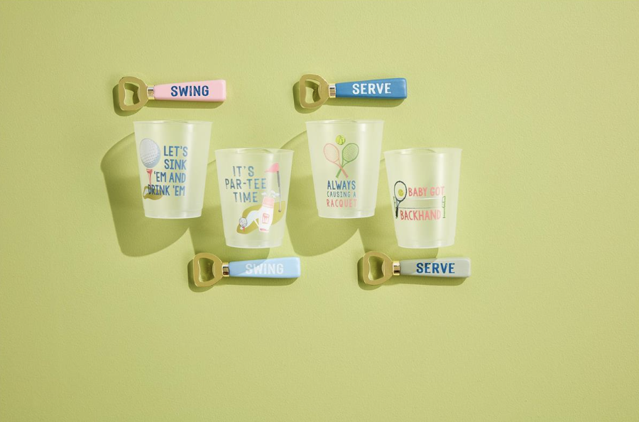 Mud Pie Tennis & Golf Party Cup & Opener Sets