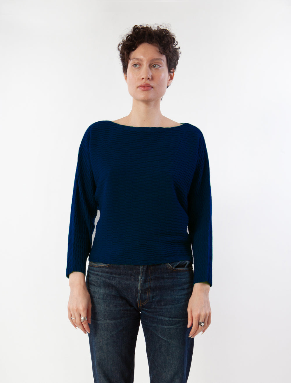 Navy Kerisma Knit Monet Sweater – cozy women’s pullover with soft knit design, perfect for layering or gifting. Available at Be Charmed