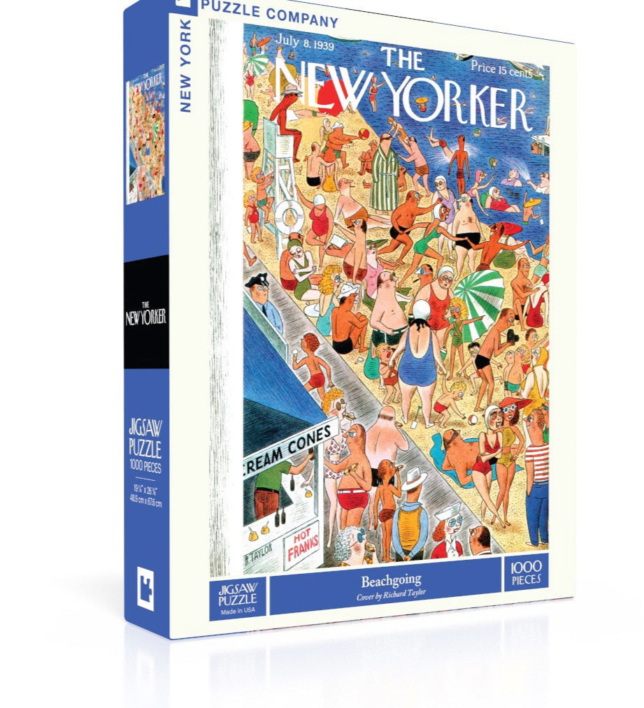 New York Puzzle Co Beachgoing 1000 Piece Puzzle – colorful beach scene jigsaw, perfect for family fun or gifting. Available at Be Charmed