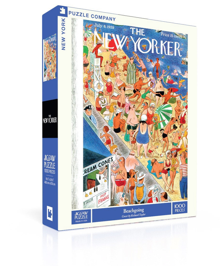 New York Puzzle Co Beachgoing 1000 Piece Puzzle – colorful beach scene jigsaw, perfect for family fun or gifting. Available at Be Charmed