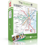 New York Puzzle Co Boston T Map 500 Piece Puzzle – MBTA subway map jigsaw, perfect for locals, travelers, or gifting. Available at Be Charmed