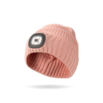 Pink beanie with a light on a white background, Available at Be Charmed