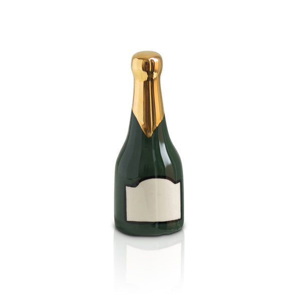 Nora Fleming "Champagne Celebration" Mini Charm – Hand-painted ceramic champagne bottle accent for serveware, available at Be Charmed