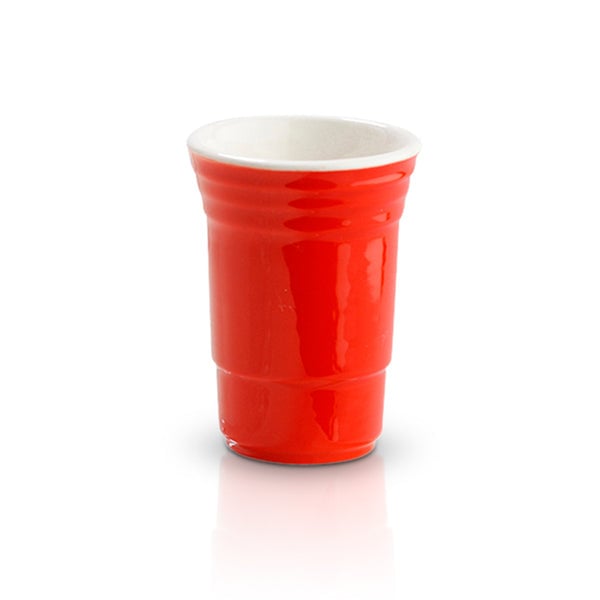 Nora Fleming "Fill Me Up" Mini Charm – Hand-painted ceramic red solo cup accent for serveware, available at Be Charmed