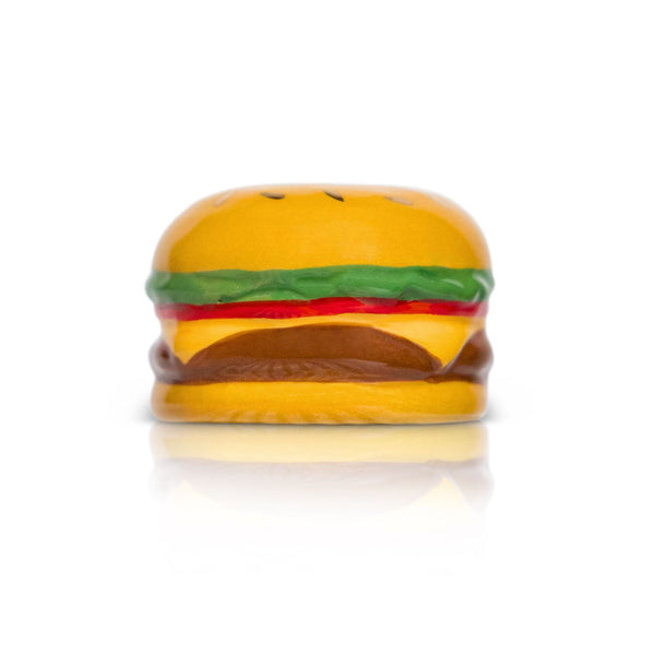Nora Fleming "For The Bun of It" Mini Charm – Hand-painted ceramic hamburger accent for serveware available at Be Charmed.

