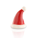 A miniature Santa hat-shaped dish charm with a red top, white trim, and a white pom-pom. Available at Be Charmed