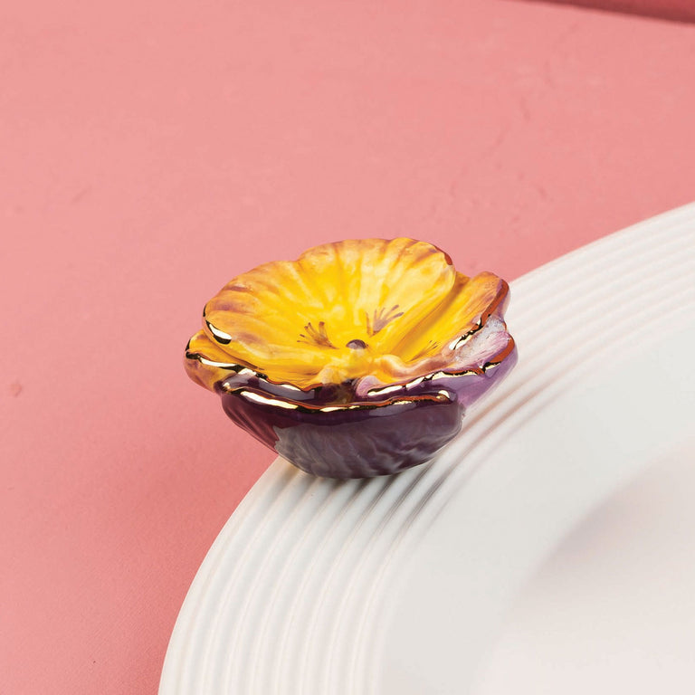 Nora Fleming Pansy Pop hand-painted ceramic floral platter mini insert, available at Be Charmed.