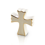 Nora Fleming “White Cross” Mini accent featuring an elegant white cross design for religious celebrations and décor. Available at Be Charmed