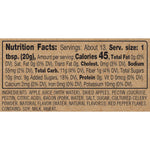 Nutrition facts label for  Bacon + Apple Jam with ingredients listed below. Available at Be Charmed