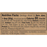 Nutrition facts label for Triple Berry Jam with ingredients listed below. Available at Be Charmed