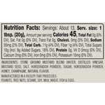 Nutrition facts label for Champagne Honey Mustard with detailed information on calories, ingredients, and allergens. Available at Be Charmed