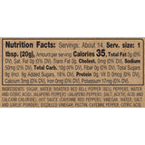 Nutrition facts label hot pepper jelly with detailed information on calories, ingredients, and nutritional values. Available at Be Charmed