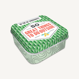 50 Great Things to Do Outside card set by On-the-Go Amusements – compact tin filled with fun outdoor activity ideas for kids, families, and nature lovers, perfect for travel or weekend play, available at Be Charmed.