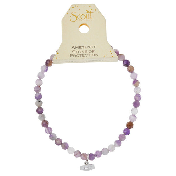 On card Scout Curated Wears Amethyst and Silver Mini Stone Stacking Bracelet available at Be Charmed.