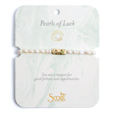 Scout Curated Wears Pearl Affirmation Bracelet on card in Luck and Gold available at Be Charmed.