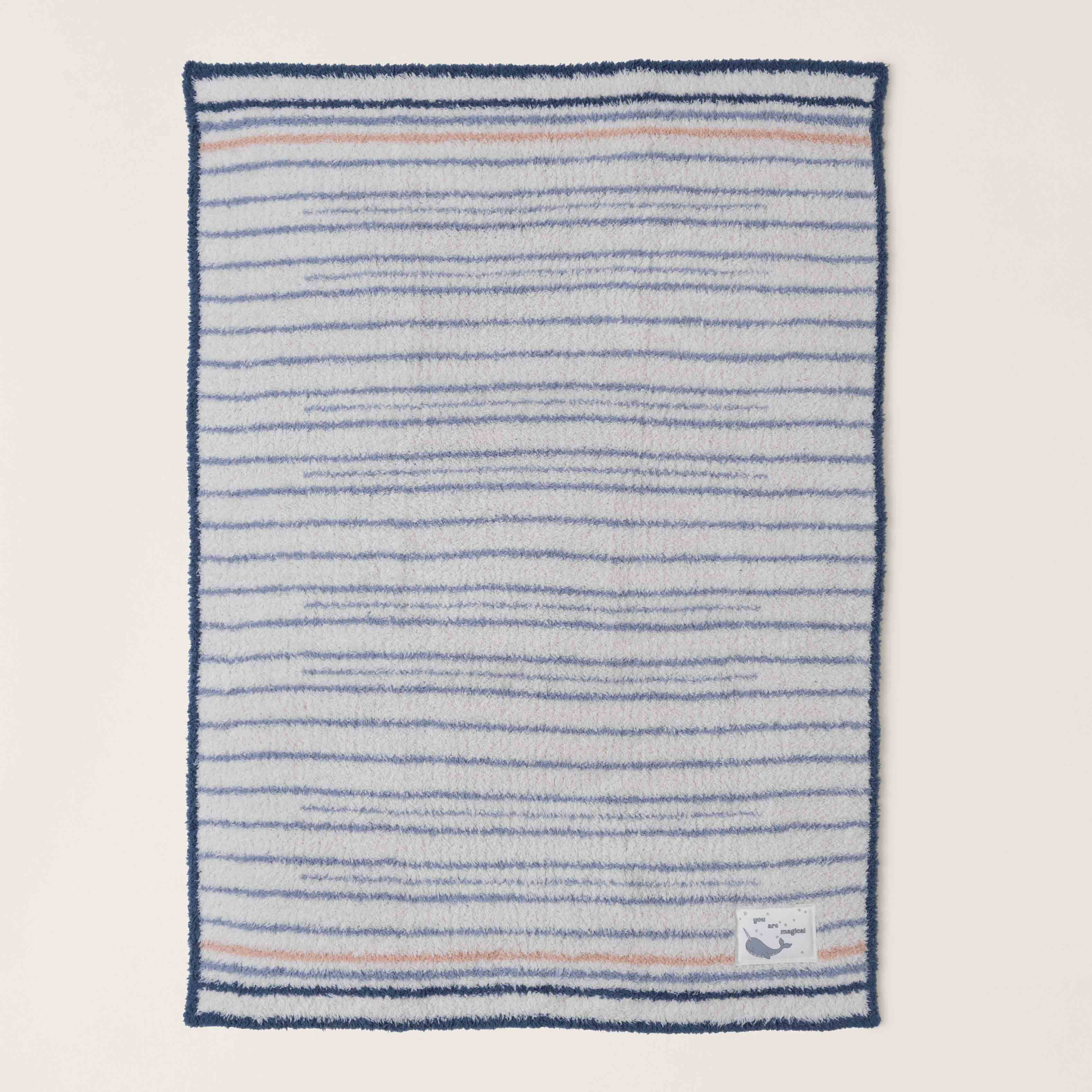 Open view of  Barefoot Dreams Moonlight Multi CozyChic Narwhal Stroller Blanket, available at Be Charmed