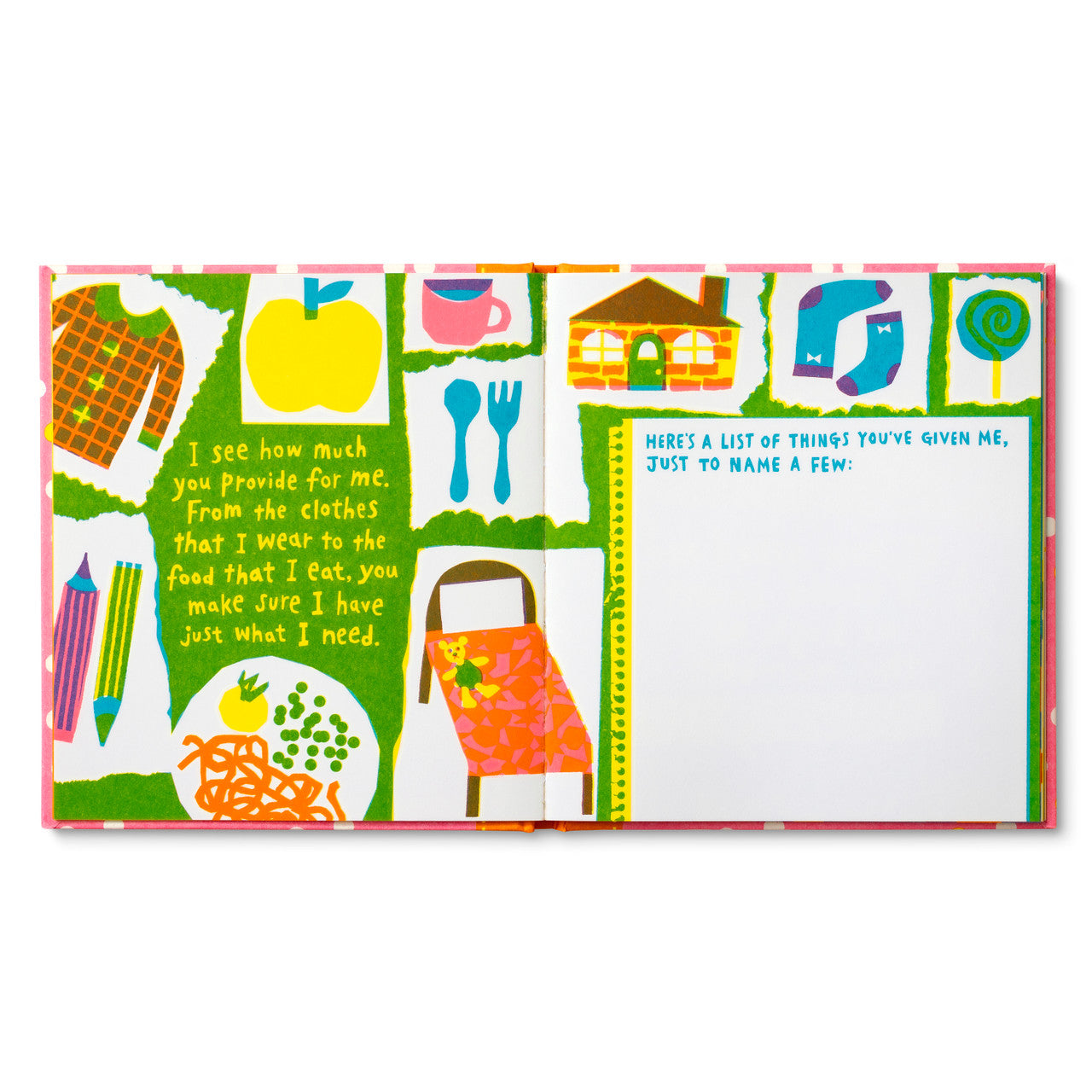 Colorful children's book open to a page with illustrations and text. Available at Be Charmed