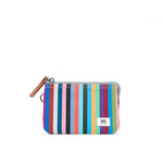 A compact, weather-resistant Multi Stripe Ori Carnaby canvas zip-around wallet with internal card slots, available at Be Charmed.