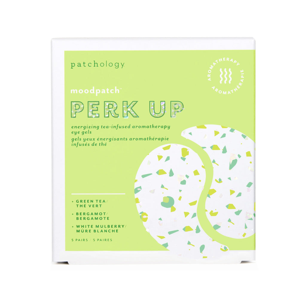 Patchology Perk Up Eye Gel Singles – Energizing under-eye gel patches with green tea, bergamot, and arnica to awaken and de-puff tired eyes. Single-use treatment delivers instant refreshment and hydration. Perfect for early mornings or long days. Available at Be Charmed.