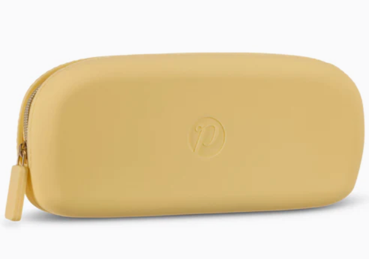 Yellow Peepers silicone eyeglass case in soft, flexible material—ideal for protecting reading glasses or sunglasses. Lightweight and travel-friendly. Available at Be Charmed.