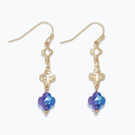 Periwinkle Earrings Gold & Blue Clover Dangle