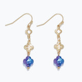 Periwinkle Earrings Gold & Blue Clover Dangle
