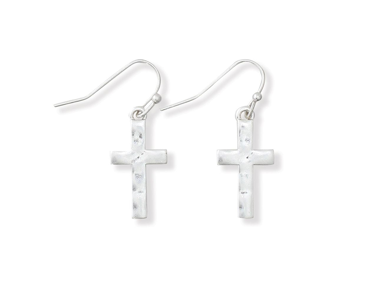 Periwinkle - Earrings - Hammered Cross