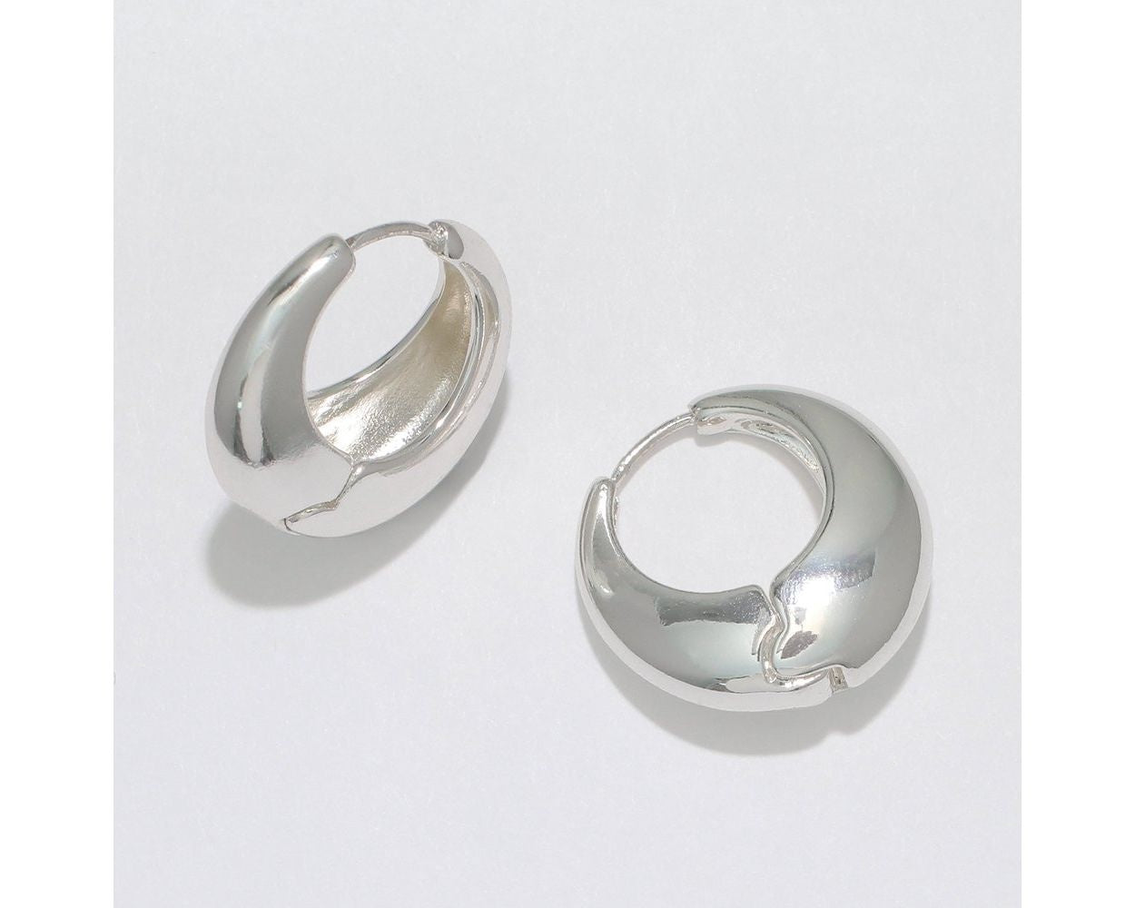 Periwinkle - Earrings - Silver Polished Huggies