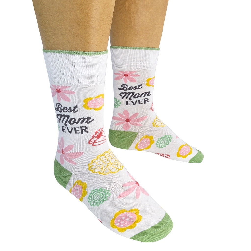 Funatic Best Mom Ever Socks  pictured on someone's feet