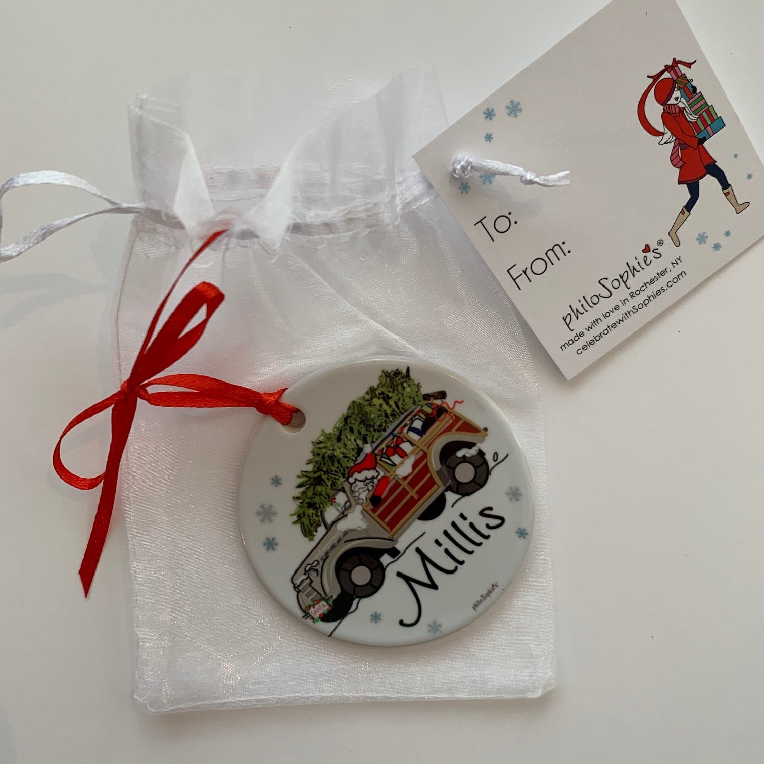 PhiloSophie's - Santa in Woodie Millis Ornament