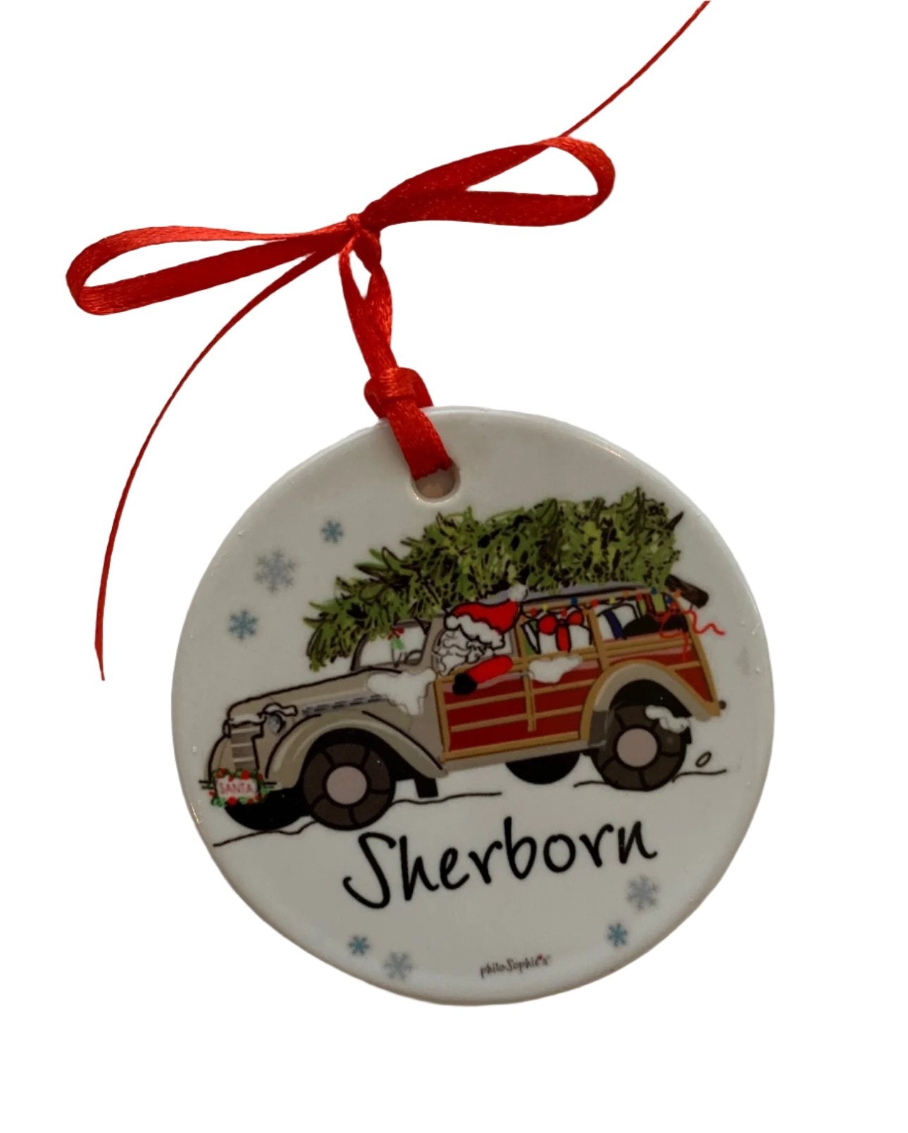 PhiloSophie's - Santa in Woodie Sherborn Ornament