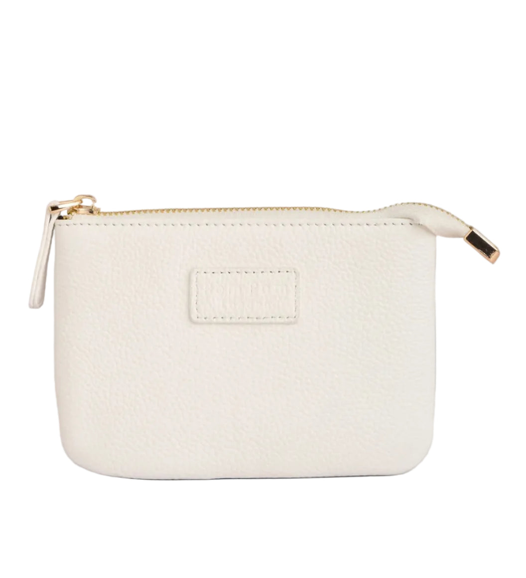 Pom Pom London Chelsea leather coin purse with RFID protection and gold hardware available at Be Charmed.