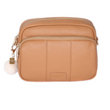 Maple Pom Pom London Original Bag – classic handcrafted leather crossbody with adjustable and interchangeable straps. Available at Be Charmed.