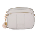 Oatmeal Pom Pom London Original Bag – classic handcrafted leather crossbody with adjustable and interchangeable straps. Available at Be Charmed.
